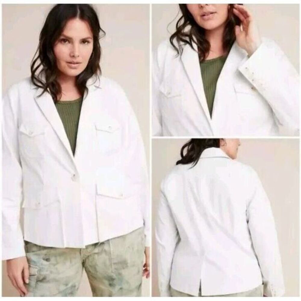 New Anthropologie Neve Utility Jacket White Size 12
